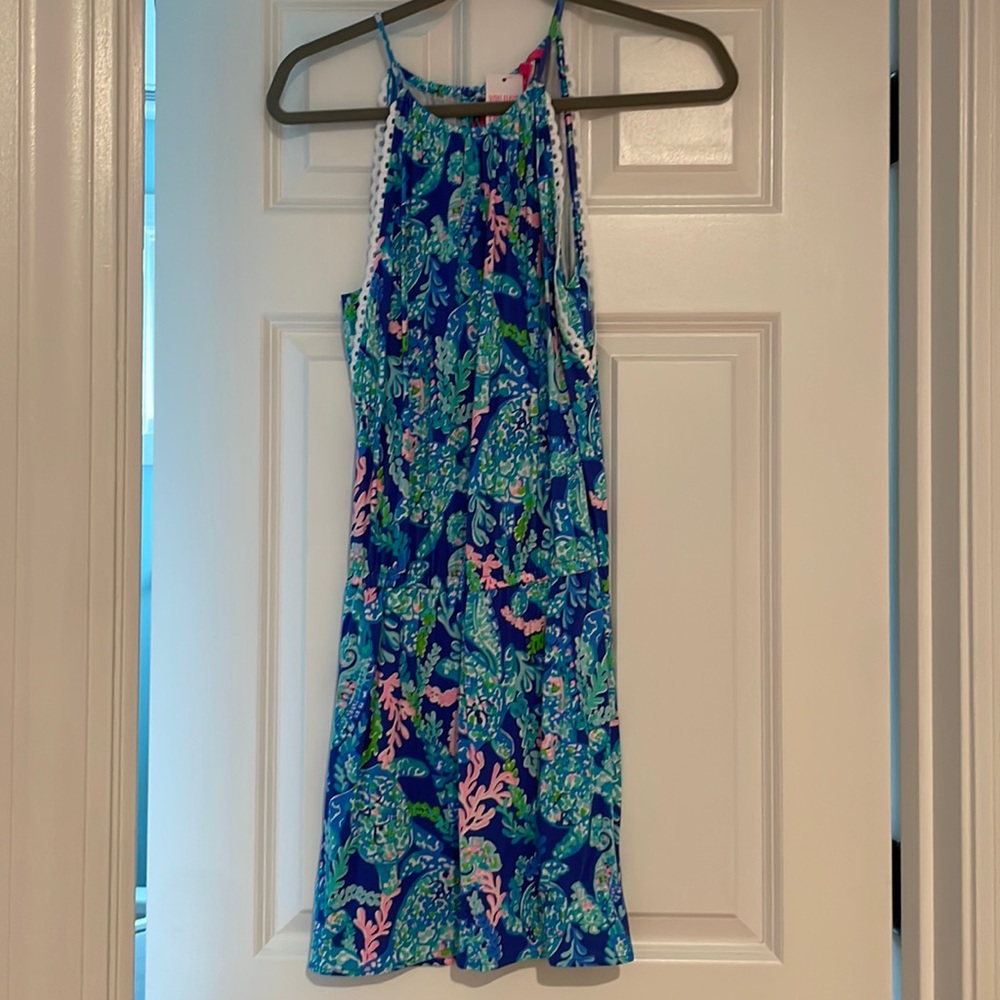 NWT Lilly Pulitzer Gianni Skirt Romper, Corsica turtle villa print, size XXS